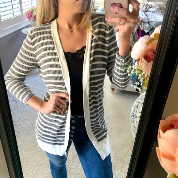 GAP Sweaters - GAP | Striped Long Gray Cardigan